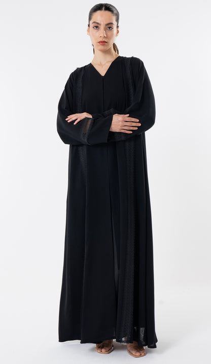 Black Design Lace Detailing On Front And Sleeves