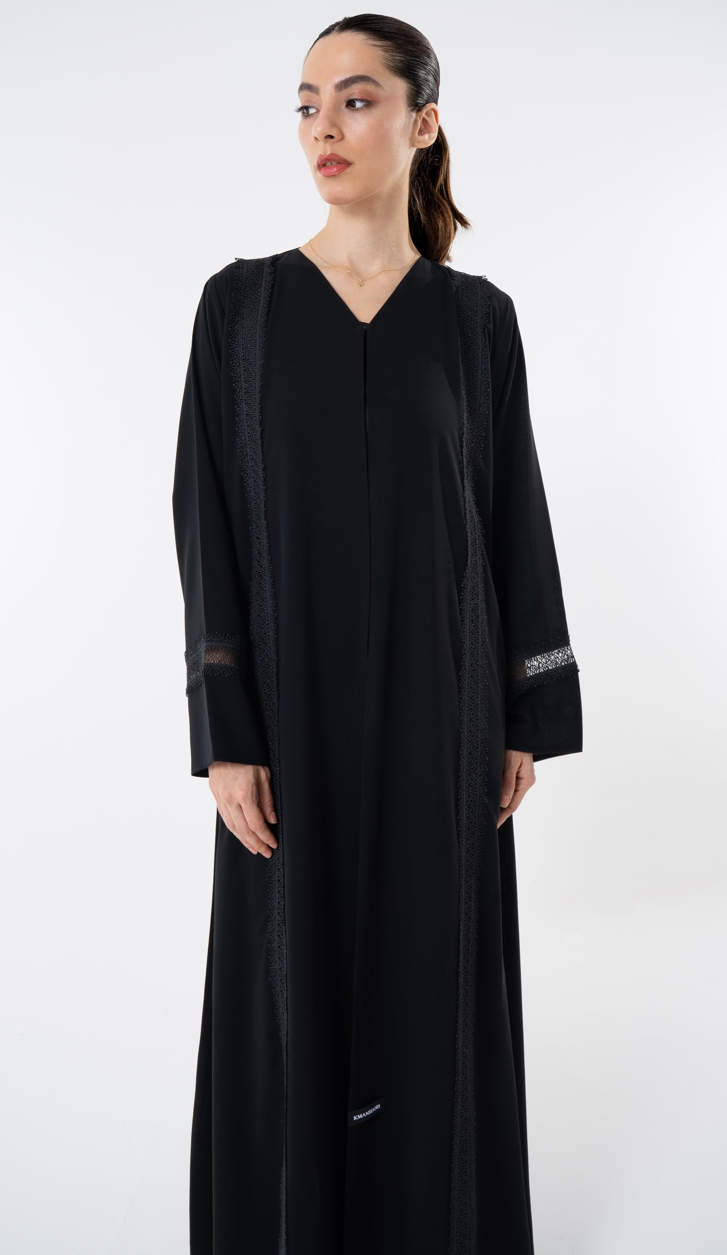 Black Design Lace Detailing On Front And Sleeves