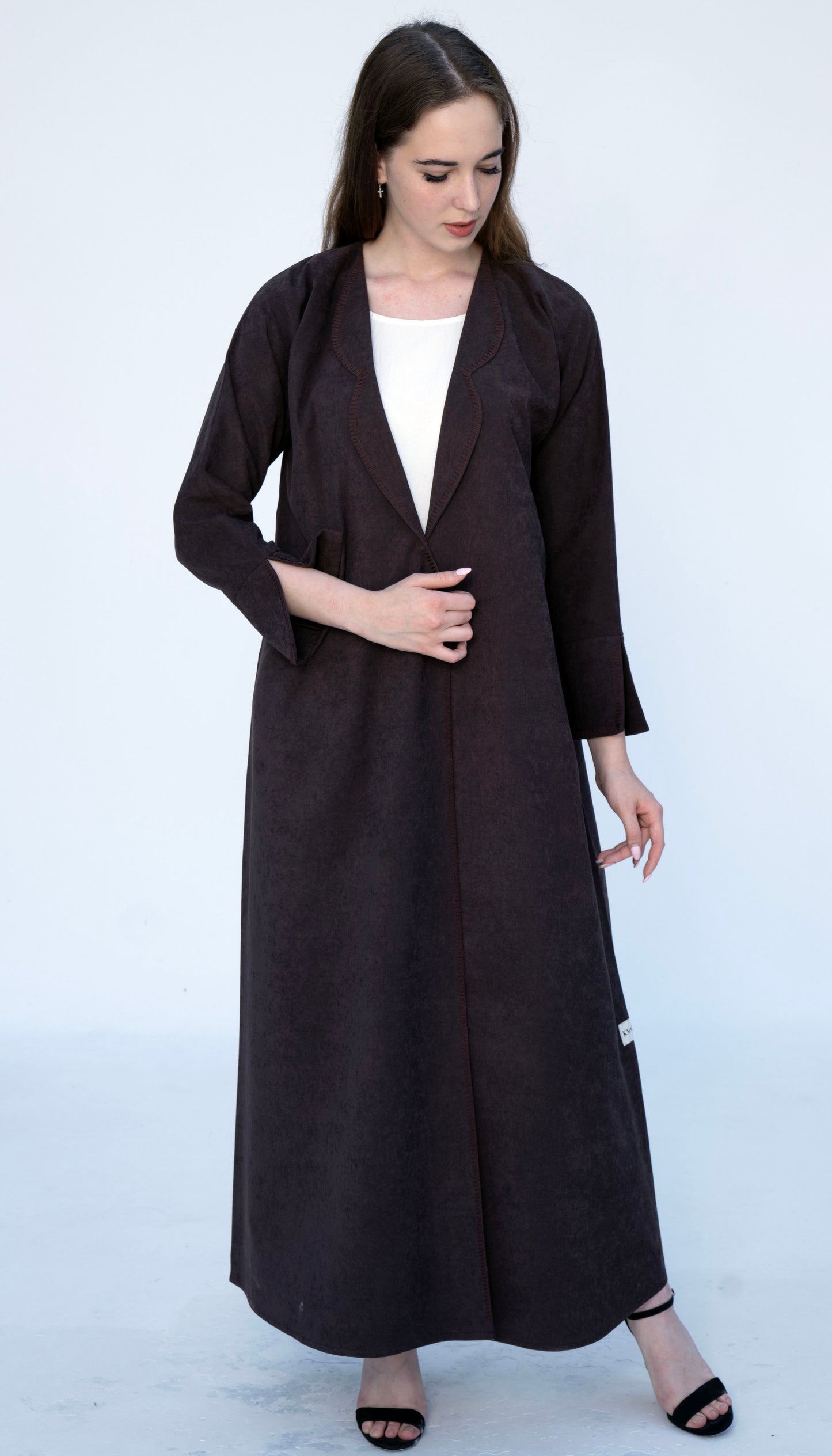 Coat Style Abaya With Thread Stitch Detailing