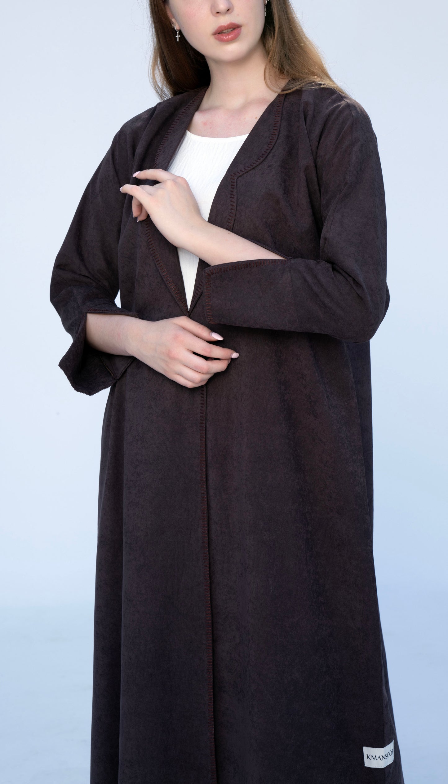 Coat Style Abaya With Thread Stitch Detailing