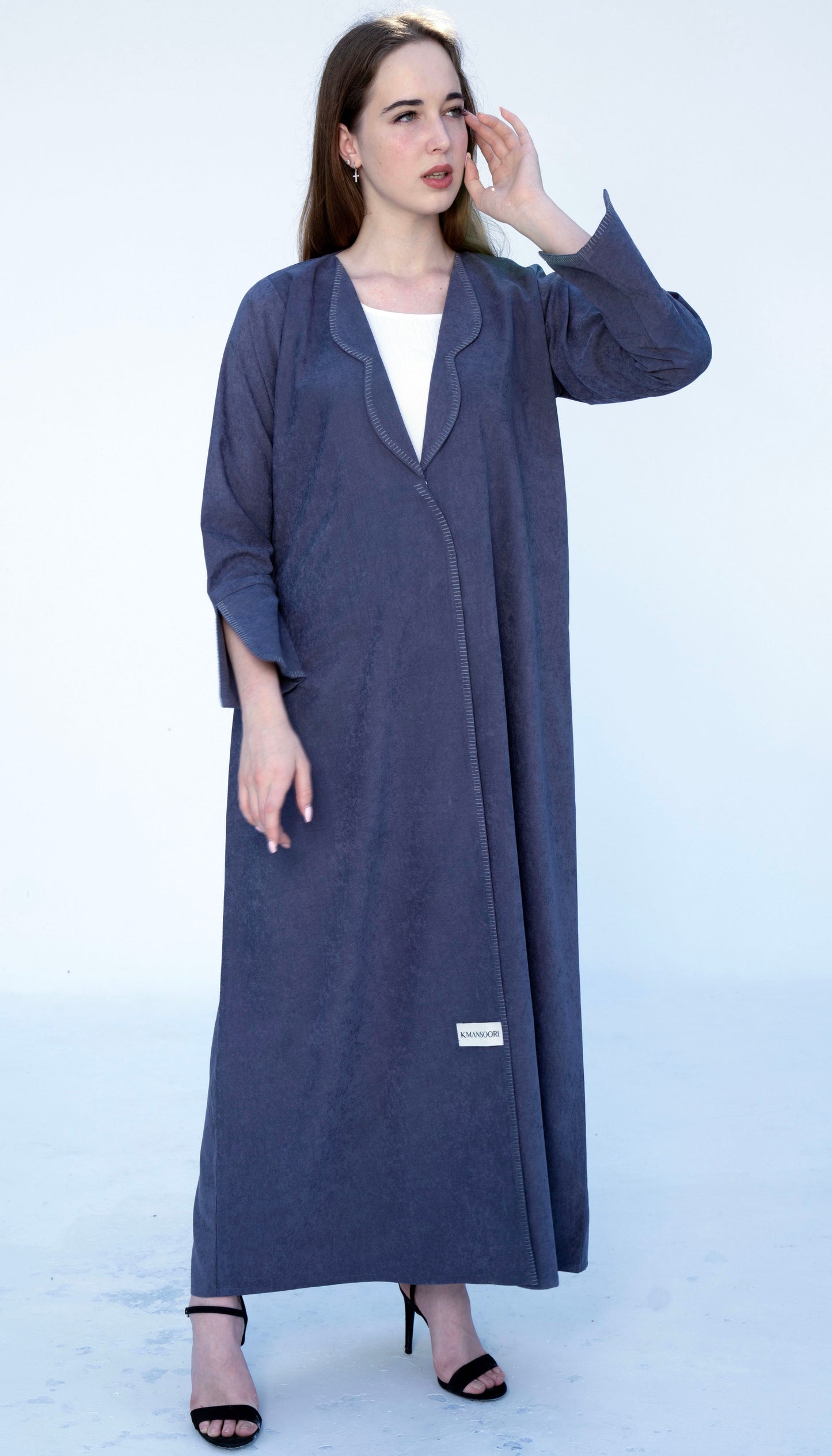 Coat Style Abaya With Thread Stitch Detailing