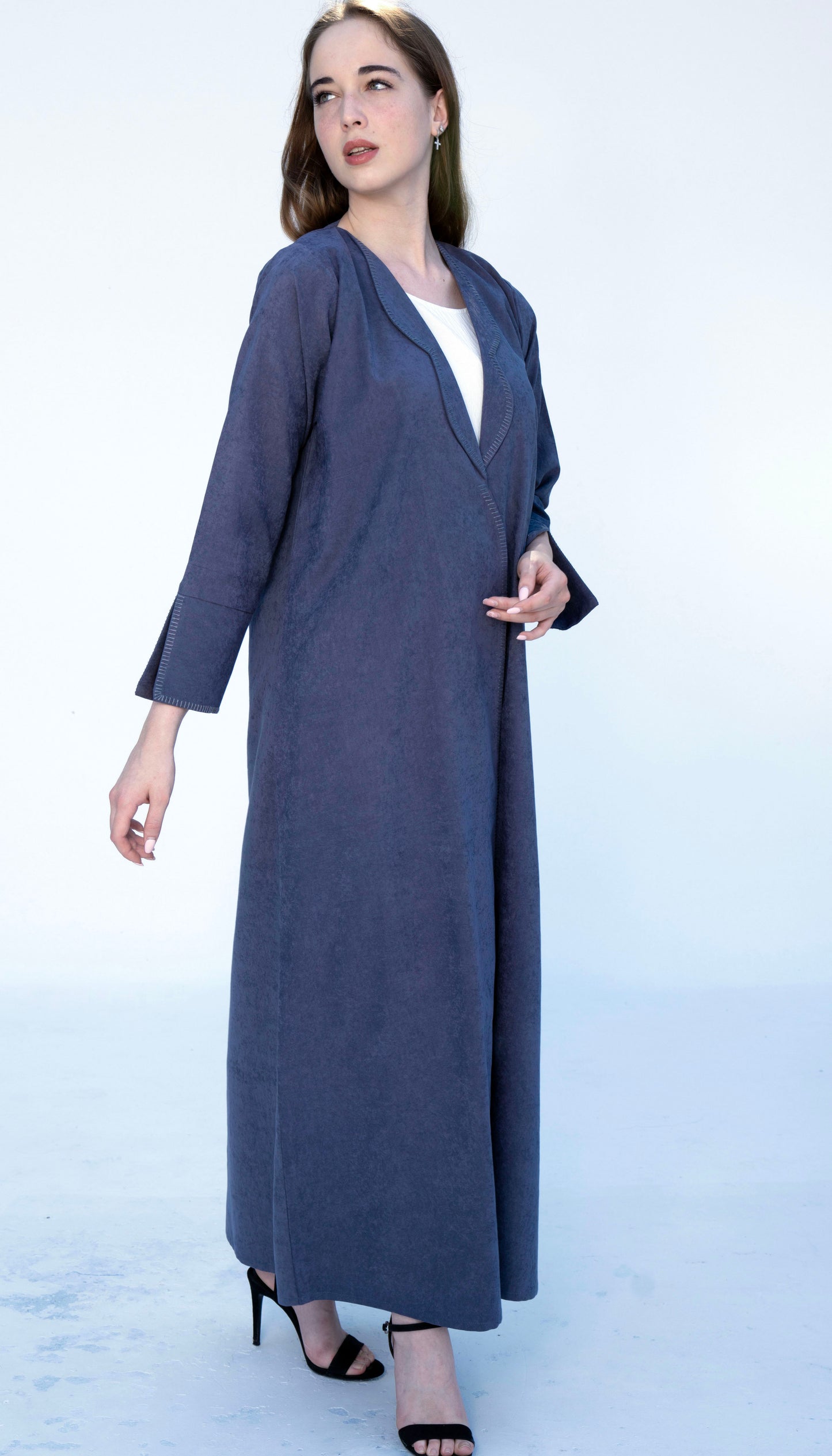 Coat Style Abaya With Thread Stitch Detailing