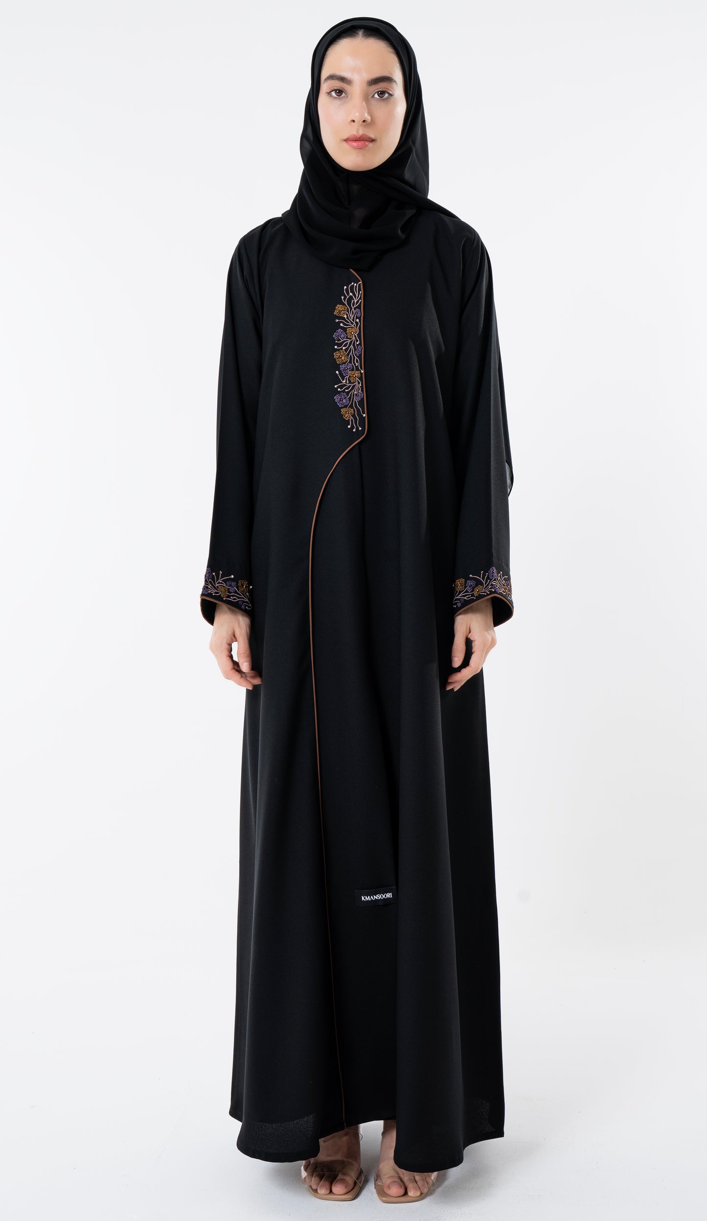 Abaya With Different Style Pattern And Enhanced With Embroidery Detailing
