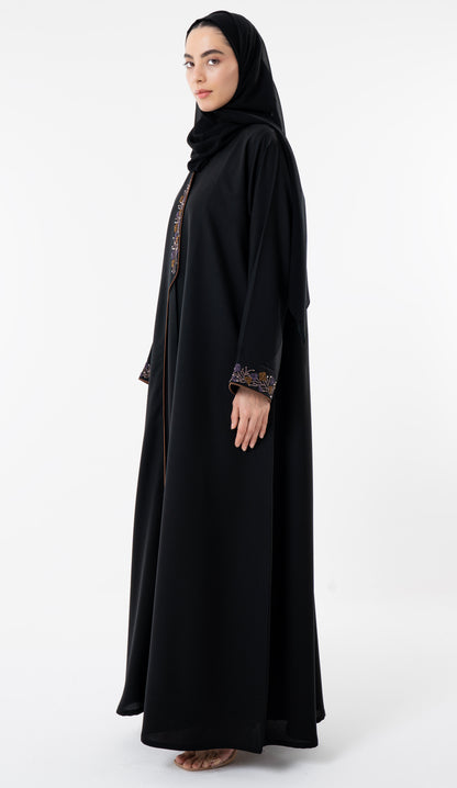 Abaya With Different Style Pattern And Enhanced With Embroidery Detailing