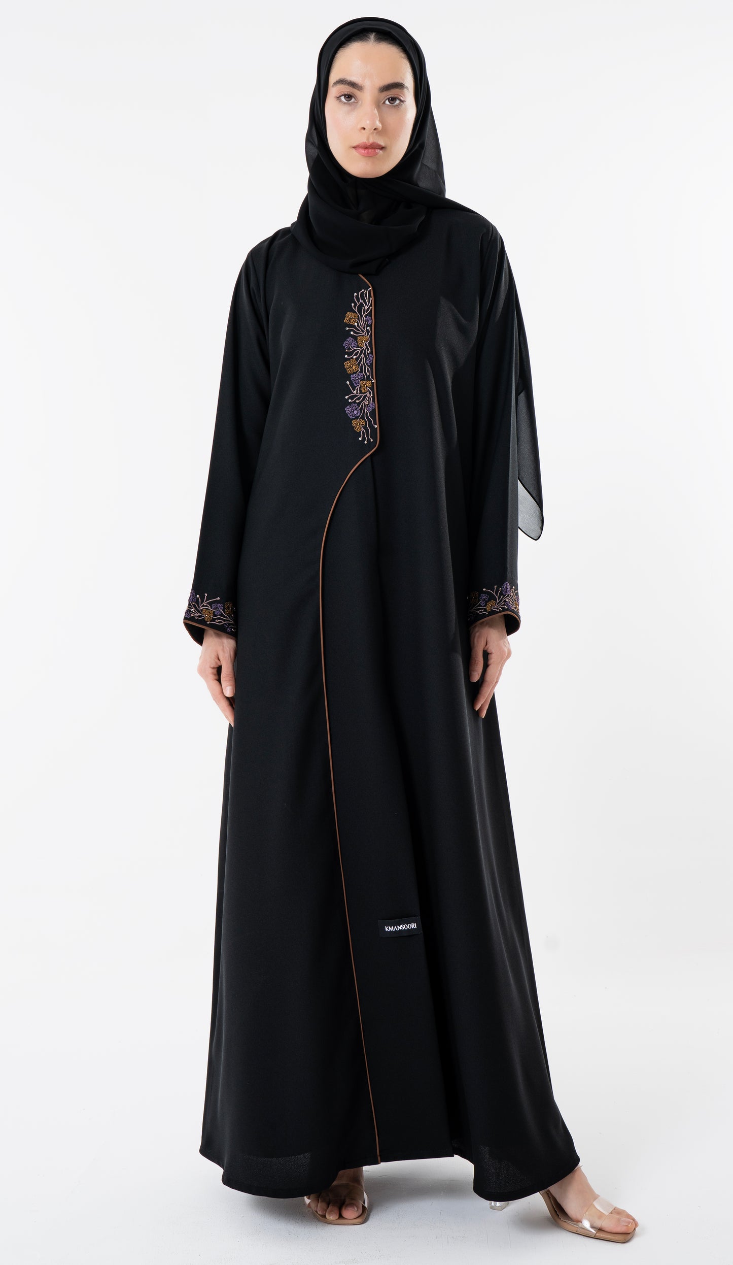 Abaya With Different Style Pattern And Enhanced With Embroidery Detailing