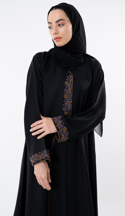 Abaya With Different Style Pattern And Enhanced With Embroidery Detailing