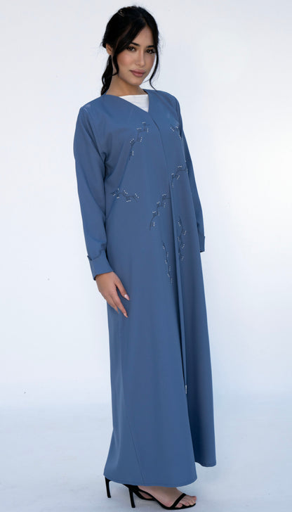 Floral Thread Embroidery On Front And Folded Sleeve Pattern
