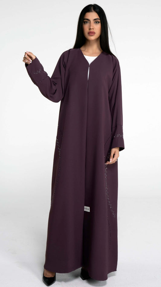 Purple curve design embellished abaya 