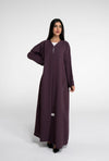 Purple abaya with curve design embellishments
