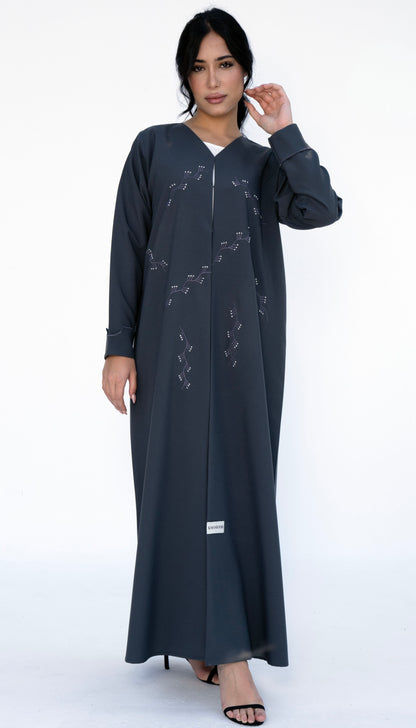 Floral Thread Embroidery On Front And Folded Sleeve Pattern