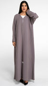 Brown color abaya with curve designed embellishment on front and sleeve
