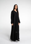 Black abaya with curve design embellishment on front side and sleeve