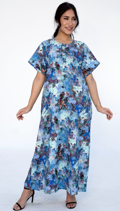 Floral Print Casual Wear With Simple Pleats in Front and Sleeves