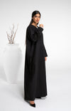 Black net abaya with bead detailing