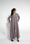 Brown sada abaya in curve design cut sleeve