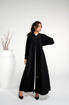 Black abaya with princess line bead embellishment