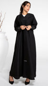 Princess line black abaya with line bead embellishment