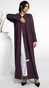 Purple abaya with floral design sleeve with bead embellishment