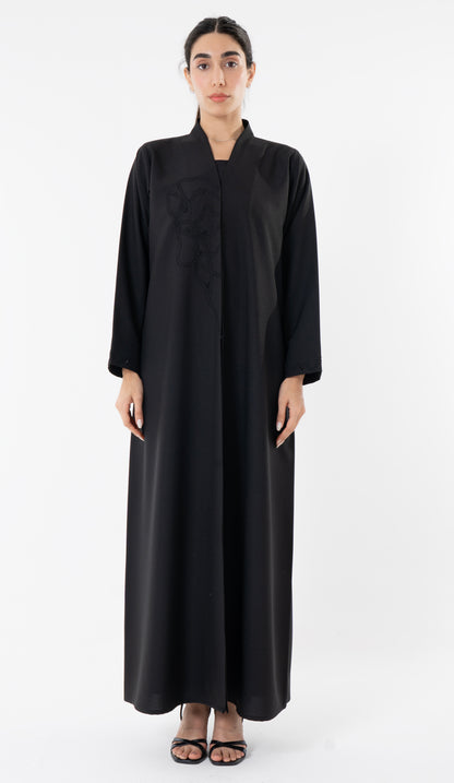 High Neck Abaya With Thread And Bead Detailing
