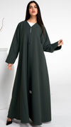 Green abaya with curve design cut sleeve