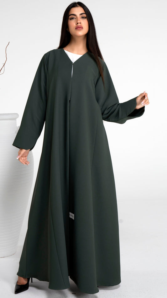 Green abaya with curve design cut sleeve