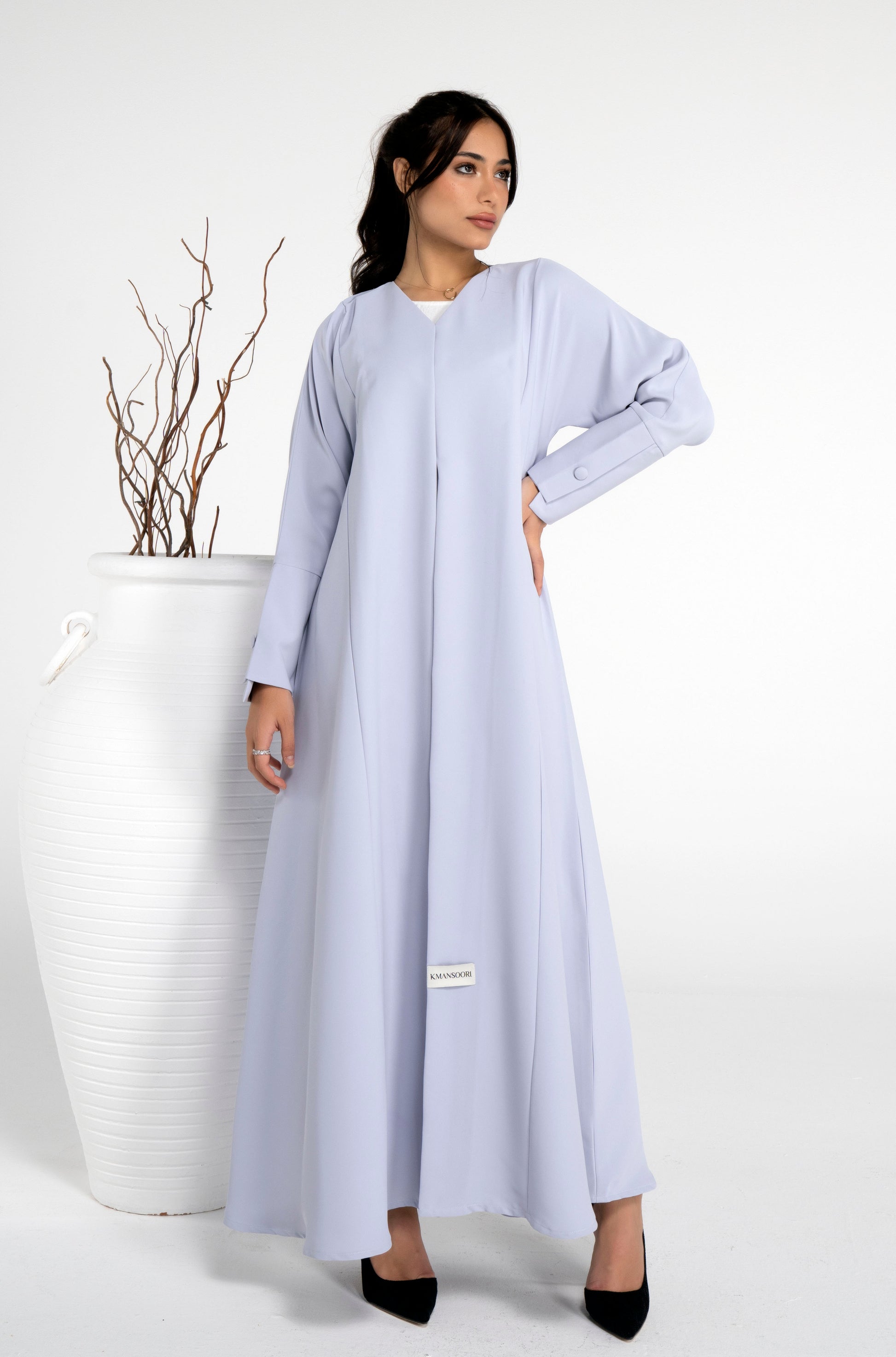 Sada light grey abaya for women