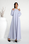 Sada light grey abaya with stylized pattern sleeve