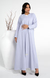Light grey abaya with stylized sleeve pattern