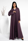 Purple abaya with curve design cut sleeve