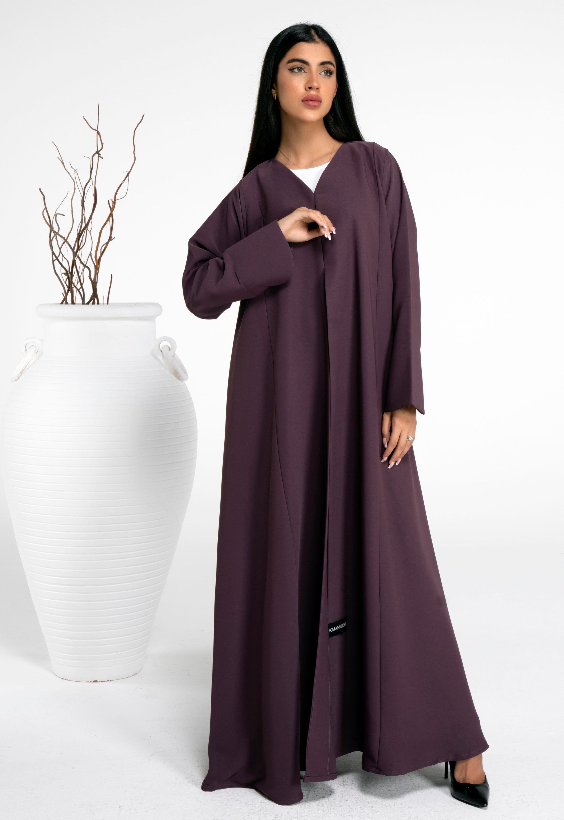 Purple abaya in curve design