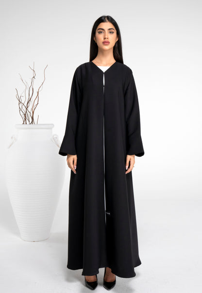 Black sada abaya in curve design cut sleeve