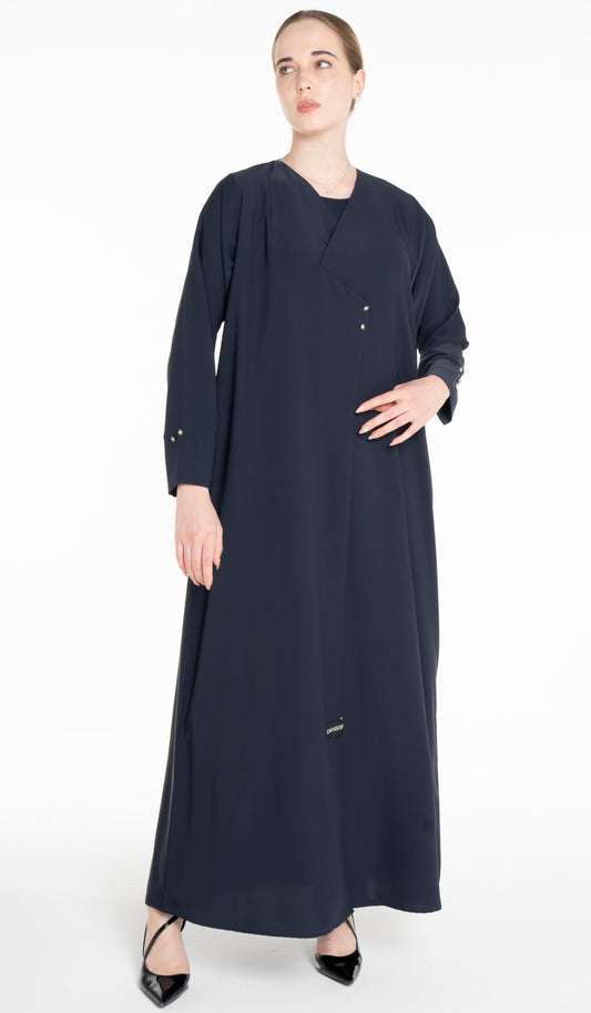 Sada Blue Color Abaya With Button Highlights