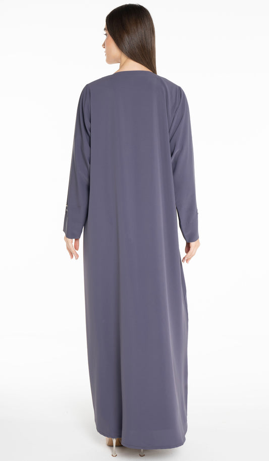 Sada Dusty Blue Color Abaya With Button Highlights
