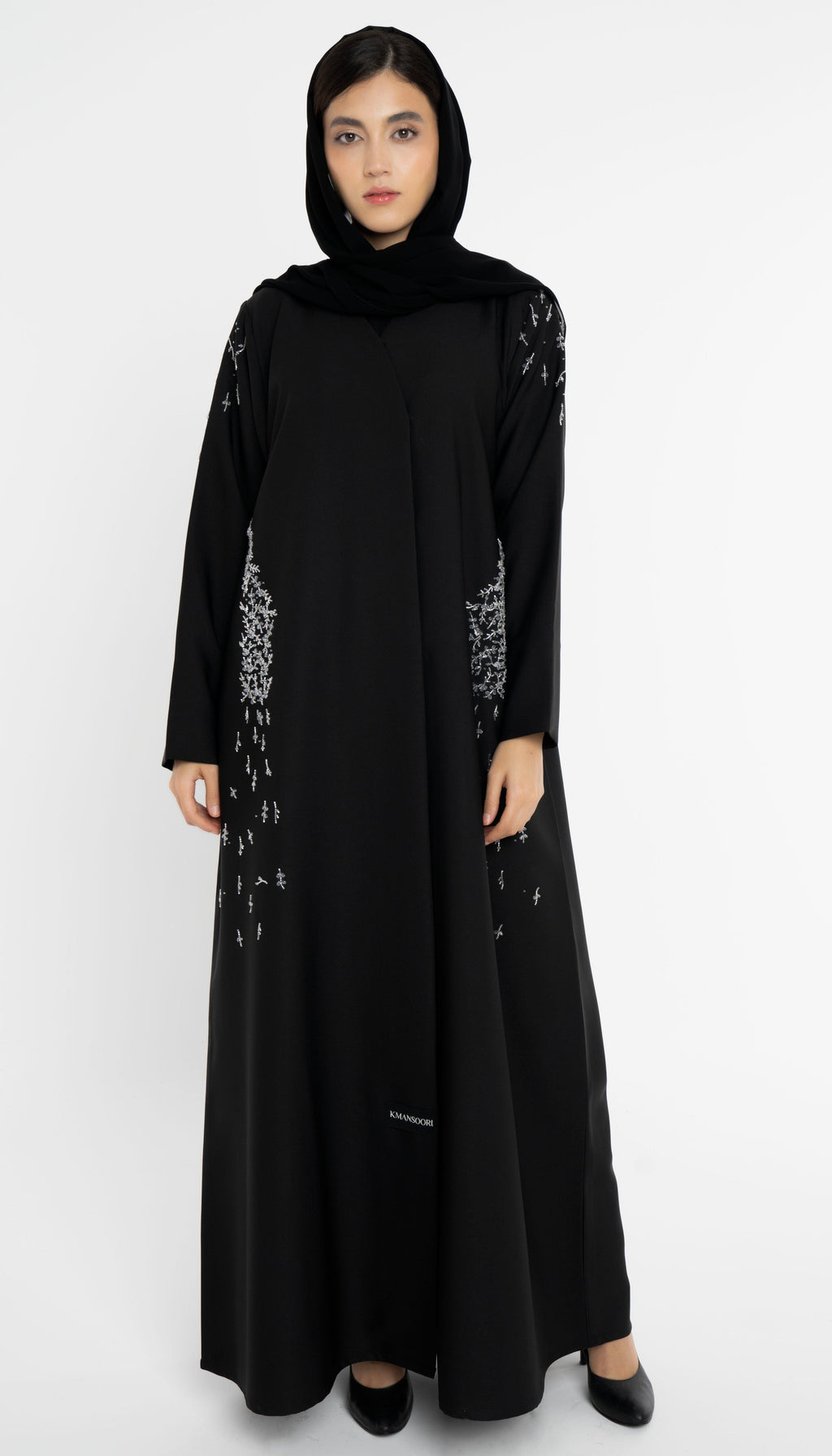 Black Abaya with Embellishments on Sides And Sleeves