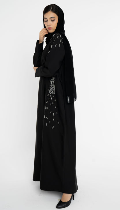Black Abaya with Embellishments on Sides And Sleeves
