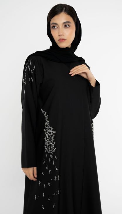 Black Abaya with Embellishments on Sides And Sleeves