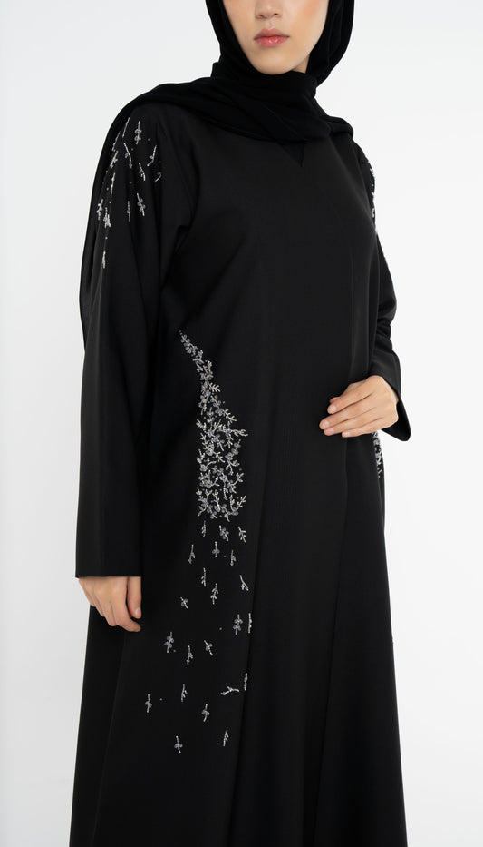 Black Abaya with Embellishments on Sides And Sleeves