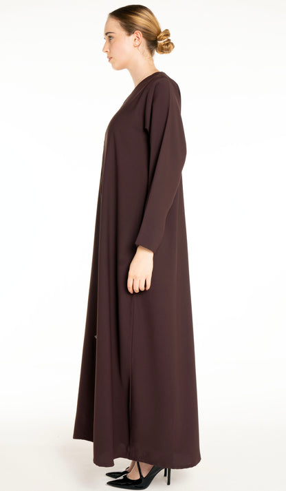 Abaya With Floral Thread & Bead Embroidery On Front Line