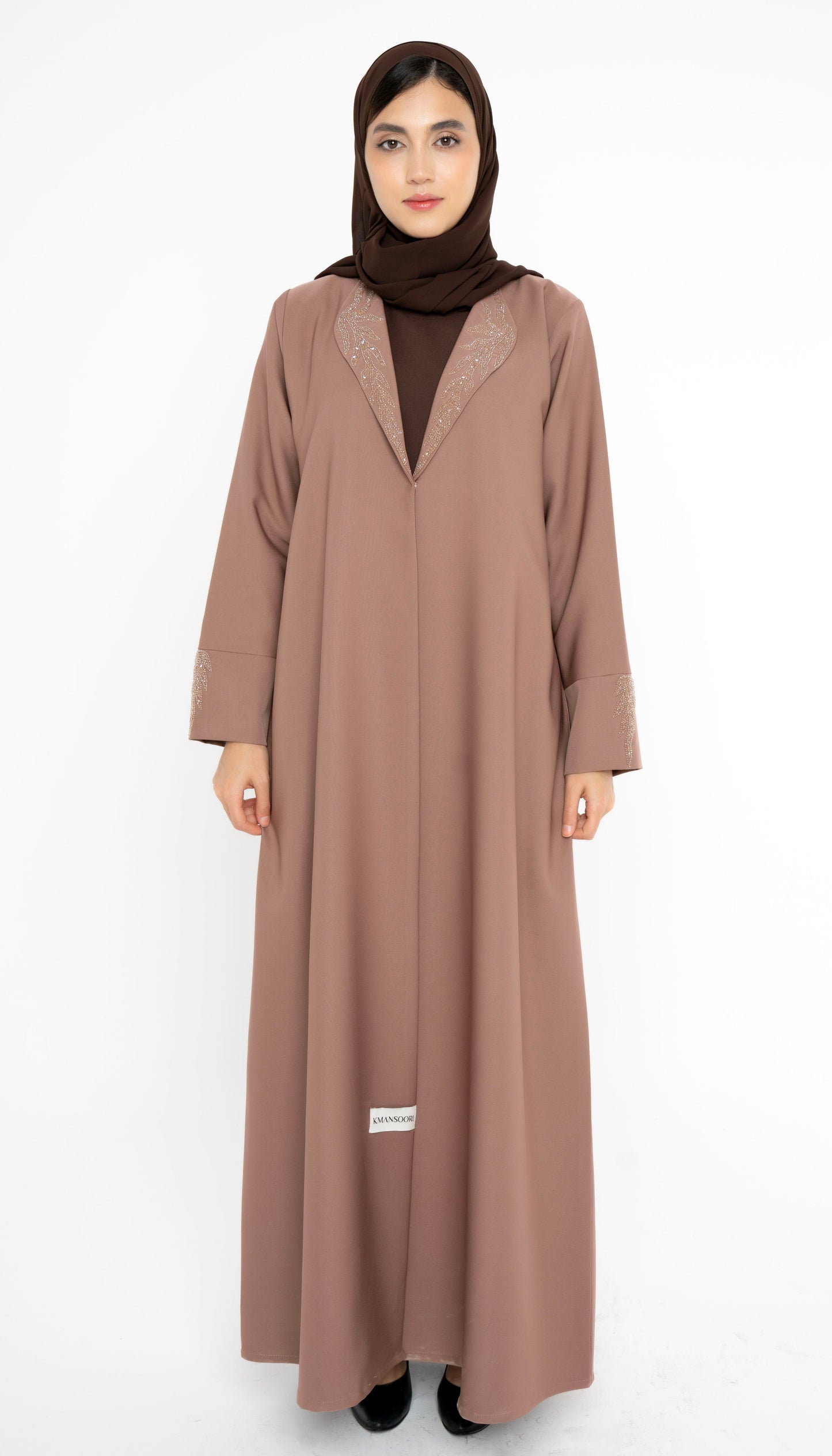 Collar Abaya With Handwork Detailing On Sleeves And Collar