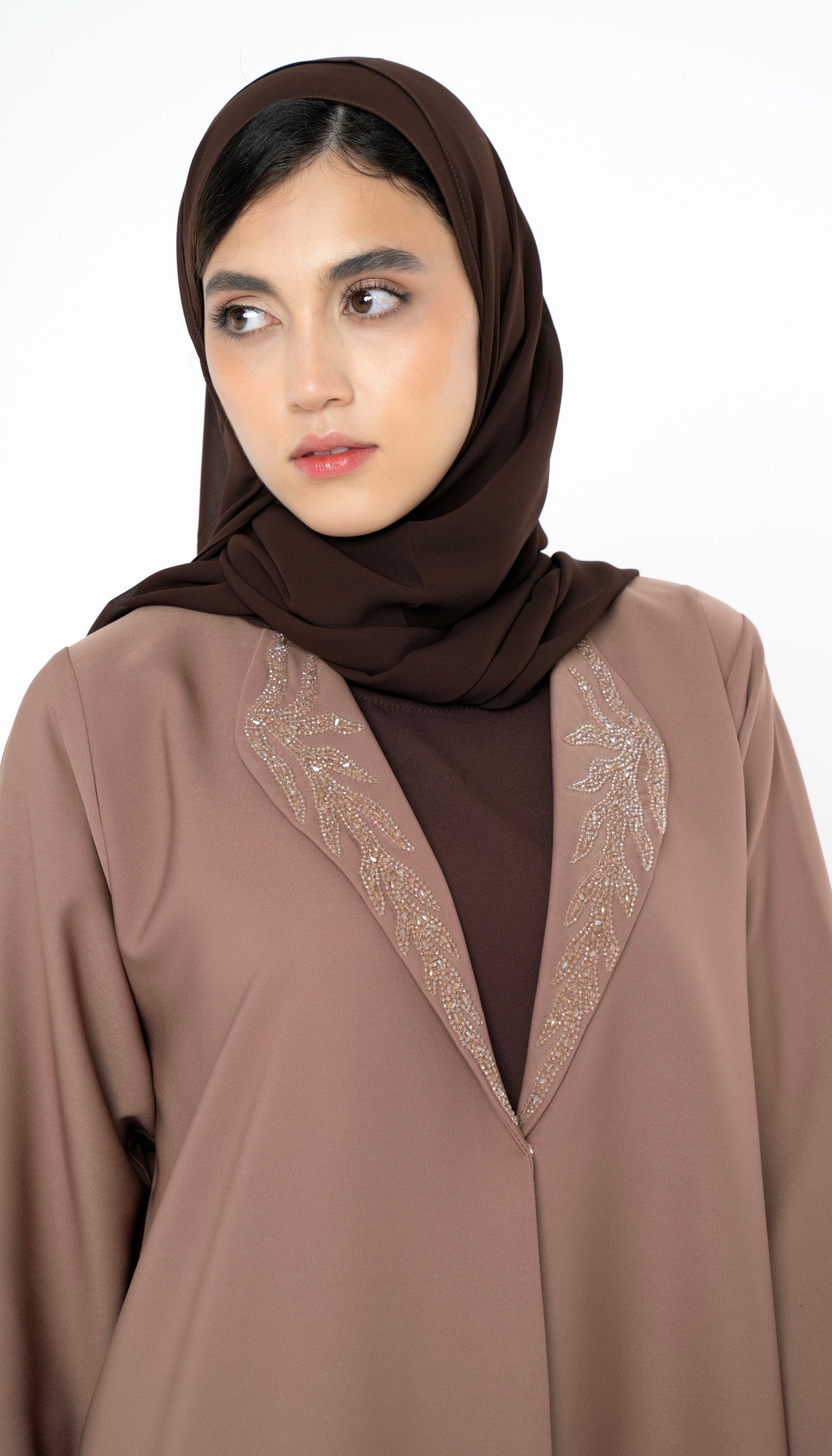 Collar Abaya With Handwork Detailing On Sleeves And Collar