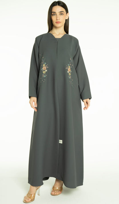 Beautiful Floral Hand Embroidery Design Abaya