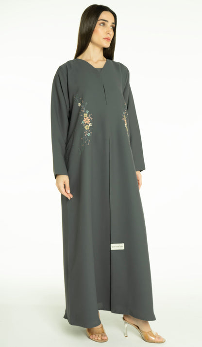 Beautiful Floral Hand Embroidery Design Abaya