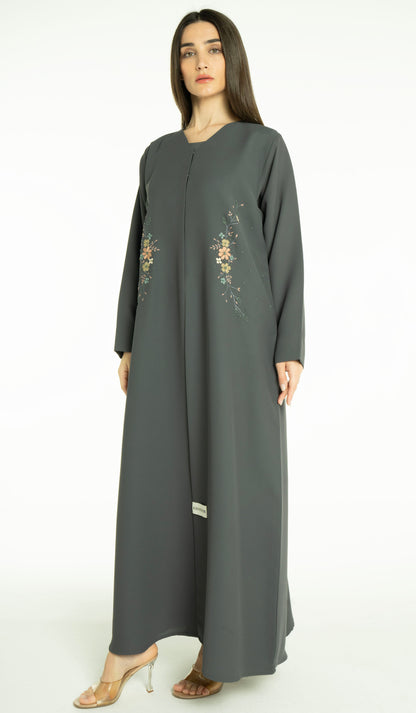 Beautiful Floral Hand Embroidery Design Abaya