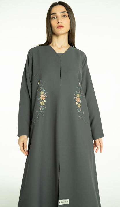 Beautiful Floral Hand Embroidery Design Abaya