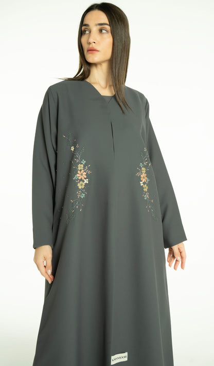 Beautiful Floral Hand Embroidery Design Abaya