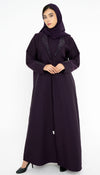 Collar Abaya With Handwork Detailing On Sleeves And Collar