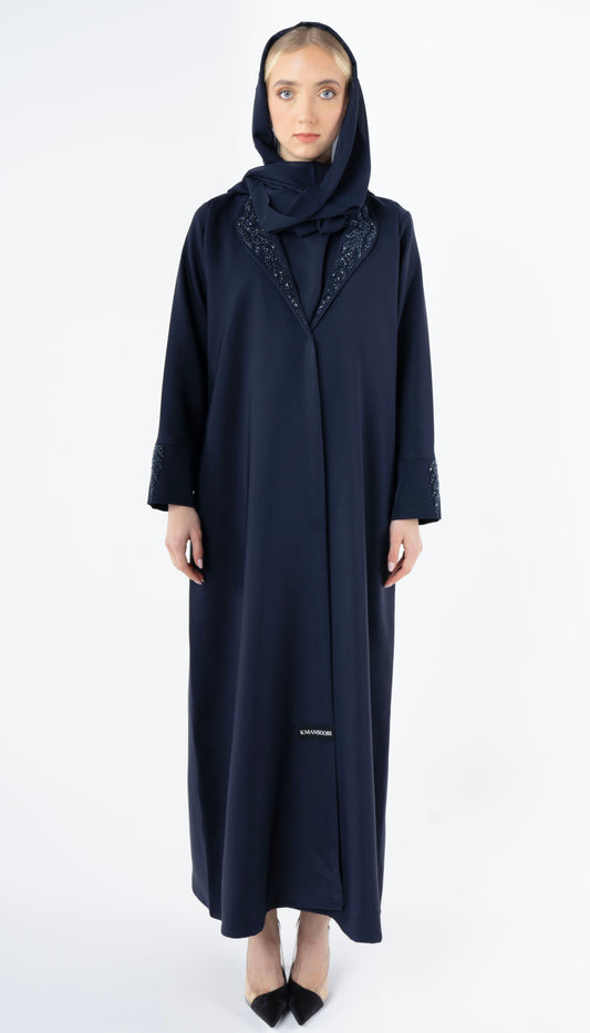 Collar Abaya With Handwork Detailing On Sleeves And Collar