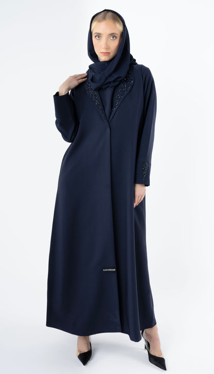 Collar Abaya With Handwork Detailing On Sleeves And Collar