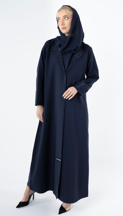 Collar Abaya With Handwork Detailing On Sleeves And Collar