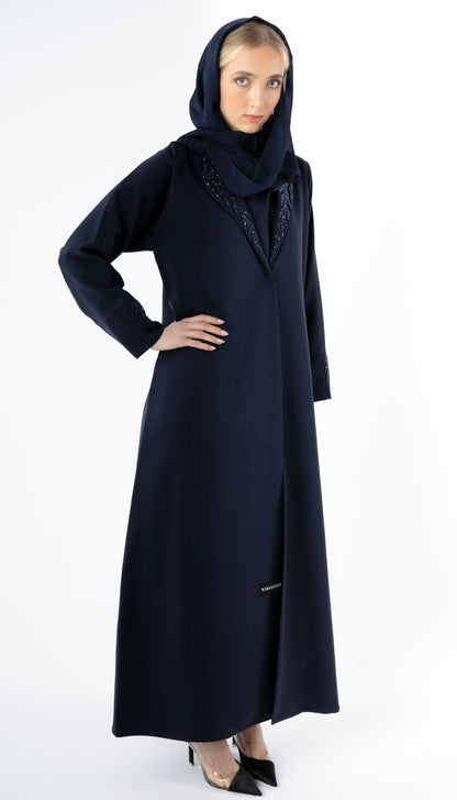 Collar Abaya With Handwork Detailing On Sleeves And Collar
